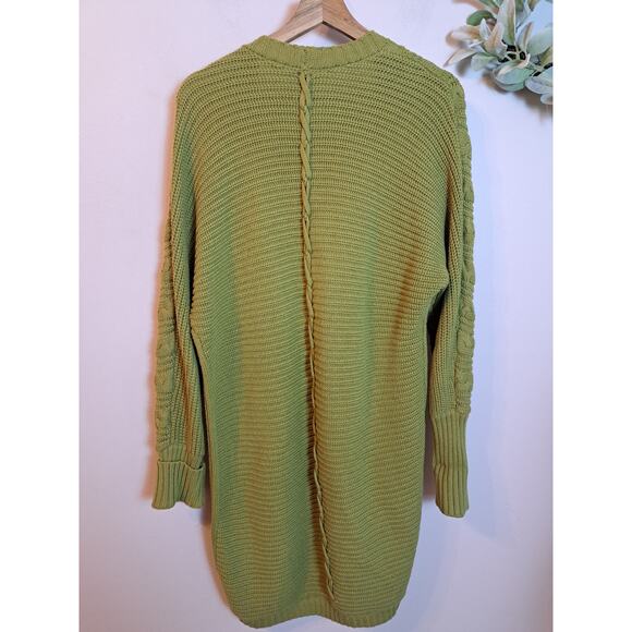 Soft Surroundings Green Long Knit Cardigan Open Front Duster Size S - Picture 4 of 4